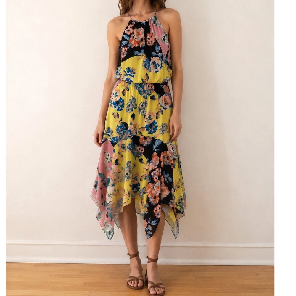 Revolve Parker Floral Handkerchief Hem Maxi Dress Boho Cottage Romantic-Small